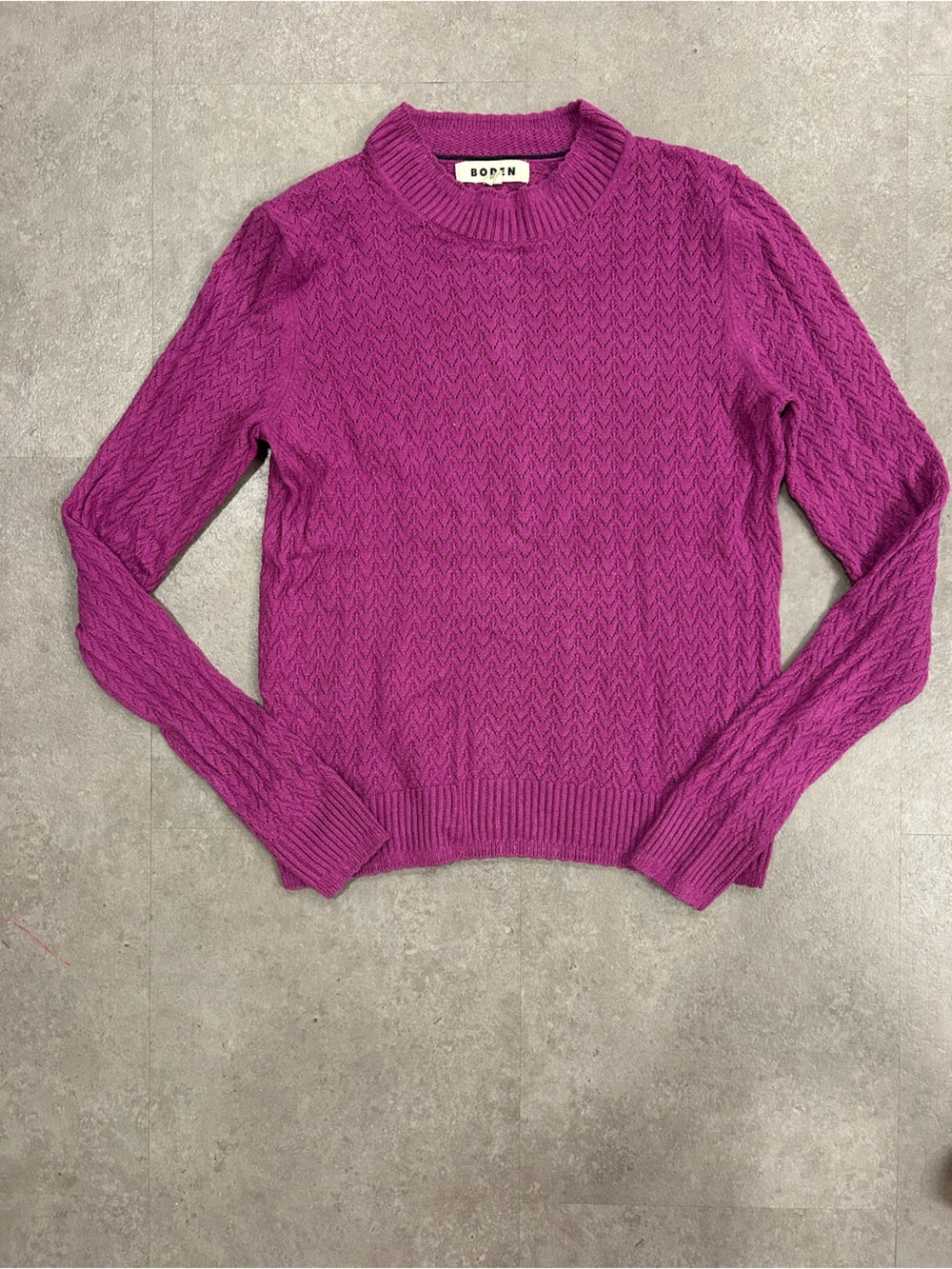 Boden Diane Pointelle Jumper Regal Purple Wool Cashmere Sweater M - Picture 4 of 10